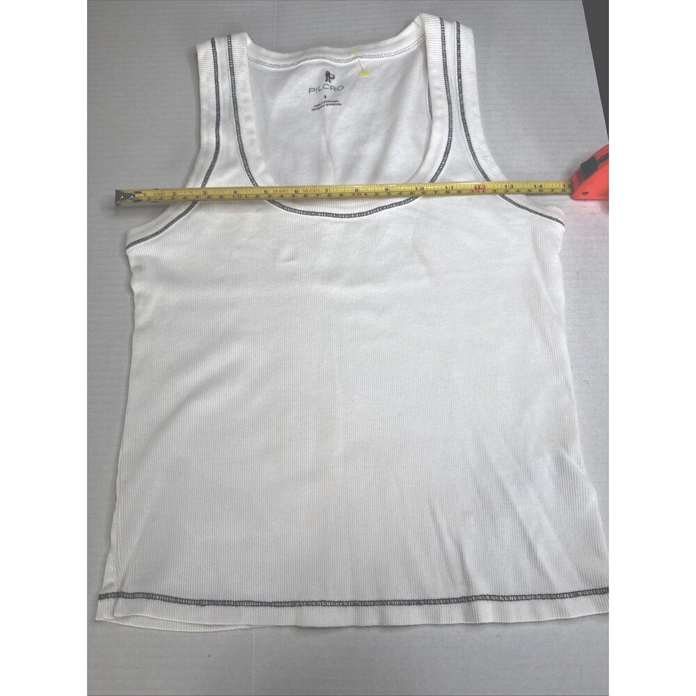 Anthropologie Pilcro Sustainable Ribbed Tank Top White M Clean Girl Minimalist - Picture 2 of 6